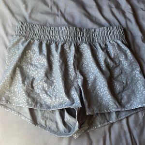 black animal print athletic shorts